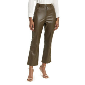 Lucy Paris Faux Leather Flat Front Crop Pants, Size M​​​​​​​​​​​